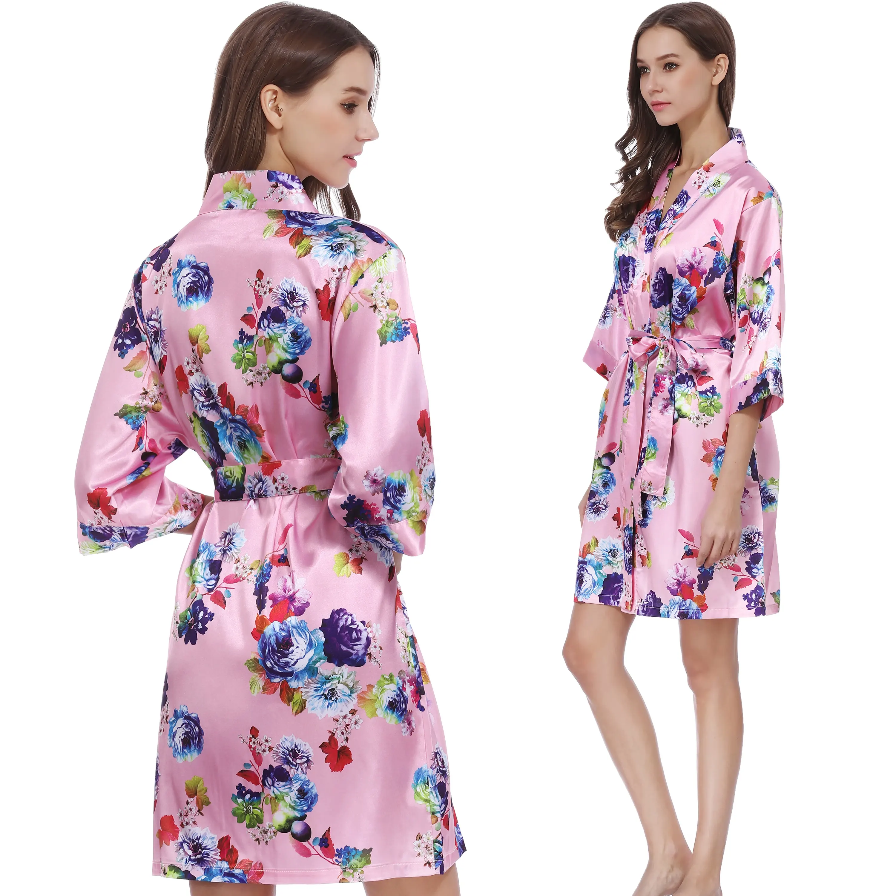 Wholesale High Quality Floral Silk Satin kimono Robes for Bridal Party