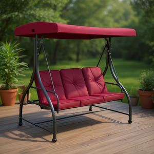 Balançoire de véranda convertible 3 places avec auvent, chaise de patio en métal pour extérieur, design œuf, pour mobilier de jardin et de terrasse - Product Image 2