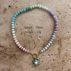 Collar de Mujer con Colgante de Piedras Naturales Coloridas, con Cierre de Presión Redondo de Acero Inoxidable Chapado en Oro de 18K - Product Image 5