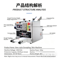 Machine commerciale entièrement automatique de pressage de raviolis et de petits pains, type manuel, pour la préparation de wontons et de boulettes