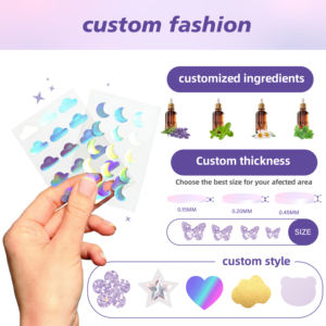 Patchs Hydrocolloïdes Anti-Acné Personnalisés 2026 – Étoiles, Cœurs et Fleurs Colorées Jaunes – Boîte Miroir avec Votre Logo - Product Image 5