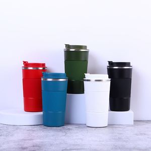 Custom Eco Friendly 380ML Silicone Sleeve <b>Coffee</b> Mugs Insulated Double Walled Stainless Steel Travel Cup Tumbler with Lid - Product Image 1