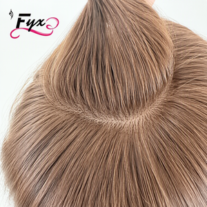 Topper in Capelli Veri Vergini Grezzi Castano Chiaro Medio 120% 130% ST Ondulato 16 pollici 5.5x6 pollici <span class=keywords><strong>con</strong></span> Base in Seta e Frontale in Pizzo per Donne <span class=keywords><strong>con</strong></span> Capelli Diradati e Perdita di Capelli - Product Image 1