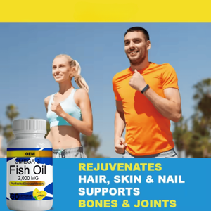 Private Labet Omega 3 Aceite de pescado 2000 <span class=keywords><strong>MG</strong></span> Cápsulas blandas Suplemento dietético Sabor a limón Purificado para eliminar el mercurio - Product Image 5