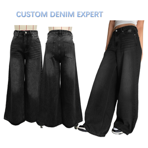 Jeans larges à jambes larges de haute qualité, lavés, bleu, <span class=keywords><strong>noir</strong></span>, gris, pour femmes, jeans <span class=keywords><strong>boyfriend</strong></span> décontractés, pantalons en gros - Product Image 1