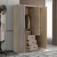 Armoire à 3 Portes de Chine avec Tiroirs, Armoire en MDF Personnalisée avec Panneau de Particules, Armoire Africaine avec Miroir