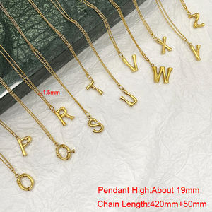 Collar de Moda para Mujer, Joyería de Acero Inoxidable, Pequeño, con Forma de Letra del Alfabeto, de la A a la Z, Minimalista, Dorado, con Inicial de Bambú - Product Image 2