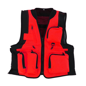 Outdoor Multi Pocket Vest Red Waterproof For Adults And Kids Summer Camp Photography Work Wear - Product Image 1