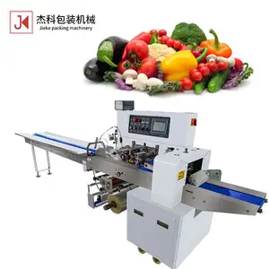 JIEKEBag Flow Horizontal Packing Wrapping Packaging Machine Automatic Fruit Vegetable Carrot Plastic Food Pillow Packing Machine