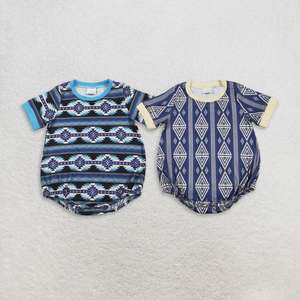 Western Aztec Geometric Print Baby <b>Bubble</b> Romper Short Sleeve Toddler Clothes - Product Image 1