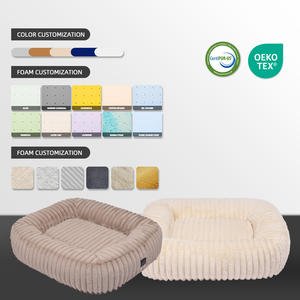 Canapé-lit <span class=keywords><strong>orthopédique</strong></span> de luxe personnalisé en mousse à mémoire de forme et velours côtelé pour chiens et chats, coussins antidérapants pour animaux de compagnie, housse amovible lavable - Product Image 3