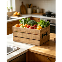 Caisse de rangement en bois vieilli style vintage, boîte organisatrice en bois à lattes avec ouverture supérieure et poignées latérales pour la maison