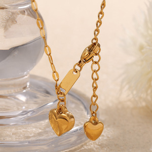 Collar de cadena de clavícula asimétrico en forma de corazón, colgante de acero inoxidable dorado para mujer, joyería romántica de moda - Product Image 1