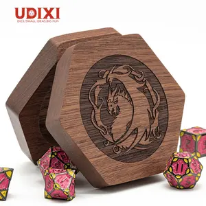 Udixi RPG Caixa De Dados De Madeira Caso Dungeons and Dragons d & d Dice embalagem