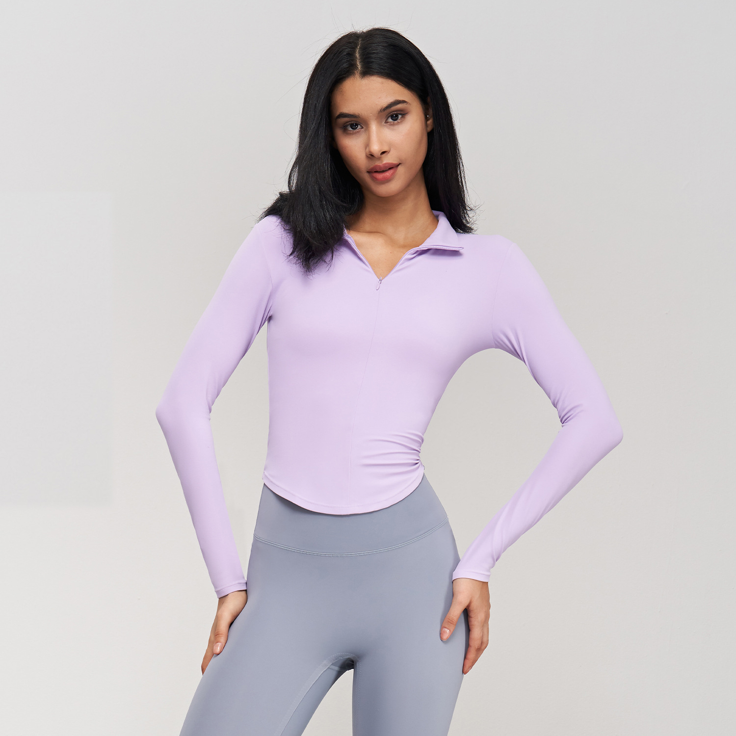 Breathable Long-Sleeve Sports Sweatshirt Top with Stand-Up Collar and Half-Zipper Active Gym Yoga Work Out Running Fitness Wear
