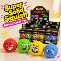 Jouet Squishy en forme de cube emoji, rembourré de farine, à remontée lente, anti-stress, à presser, pour enfants et adultes, Style 2