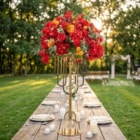 Support métallique doré pour fleurs de mariage, décoration de table centrale pour mariage