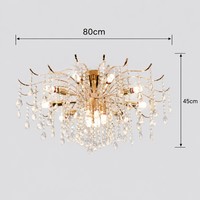 Lustre en cristal doré de style classique français pour chambre d'hôtel intérieure