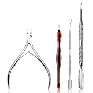 Stainless Steel Cuticle Pusher Dead Skin Pliers Scissors Fork Gel Remover Nail Nipper Tweezer Pedicure Manicure Set