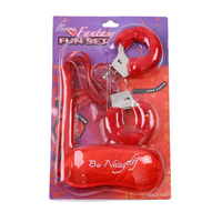 Dés de Jouets Érotiques Kit BDSM de Bondage 3 Pièces Masque pour les Yeux Sexy Menottes en Fourrure Fouets de Fessée en Cuir