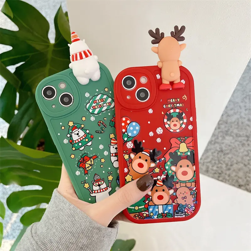 3D Silicone Protective Cover For iPhone 14 13 12 11 Fun Silicone Case Mobile Phone Case Christmas