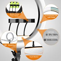 YEAH Professional 480 LED 22 pouces Ringlight 2700-7000K Dimmable RA80 56 cm 22 pouces Selfie Ring Light avec trépied, support pour téléphone