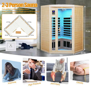 غرفة ساونا خشبية للساونا الكندية من 2-3 أشخاص تحت الحمراء البعيدة زاوية داخلية مخصصة - Product Image 6