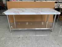 Table de travail en acier inoxydable à deux niveaux pour laboratoire et cuisine