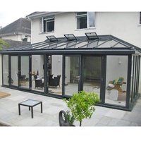 Auvent de véranda en aluminium préfabriqué incurvé autoportant moderne Serres de clôture d'arrière-cour pour villa jardin verre