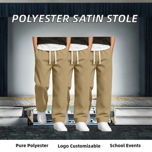 Étole ou écharpe de graduation en satin blanc uni 100 % polyester pour garçons et enfants, pour cérémonies scolaires, logo personnalisable - Product Image 2