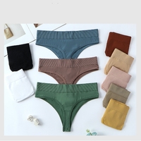 Moins cher sans couture femmes culottes coton Sexy sous-vêtements femmes tongs Lingerie rayé chaud g-strings caleçons culottes