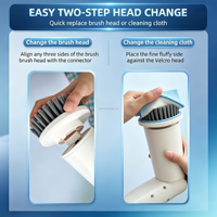 Nettoyeur électrique sans fil à rotation, manche télescopique réglable, brosse de nettoyage rotative à 360° avec têtes remplaçables pour douche et baignoire