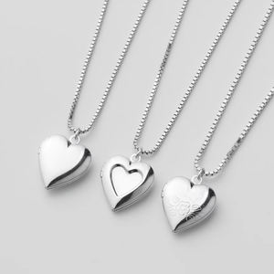 Three Design Versions of 925 Sterling <b>Silver</b> Heart-Shaped Necklace <b>Locket</b> Fashion Pendants & Charms - Product Image 1