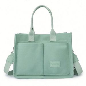 Fashion Custom Women Shoulder Cotton Canvas Tote <b>Bag</b> with Pocket for Class and Work - Product Image 3
