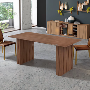 Bàn ăn gỗ rắn đặt veneer óc chó màu đen cho nhà và kho đồ nội thất phòng ăn thanh lịch - Product Image 4