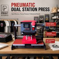 Nouvelle presse à chaud pneumatique automatique double station 15x15cm (6x6 po) pour logos, étiquettes de vêtements et impression par sublimation