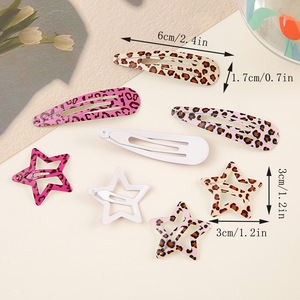 دبابيس شعر أنيقة وجذابة، طقم من 8 قطع، بطبعة الفهد، مشابك شعر معدنية ملونة وردية، إكسسوارات شعر للفتيات والنساء - Product Image 5