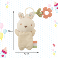 Ensemble de jouets suspendus pour poussette et berceau en polaire douce écologique certifiée OEKO-TEX, avec hochet à clipser Lapin et Dinosaure