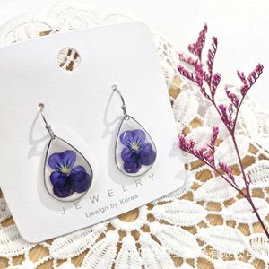 Real Flower <strong>Jewelry</strong> Violet <strong>Pansy</strong> Baby's Breath Queen Anne's Lace Silver Earing Woman Small Flower Epoxy Floral Earring