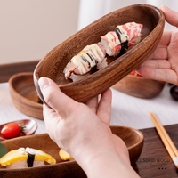 Bol en bois de noyer en forme de bateau pour légumes, bols à sushi en bois, assiettes à dessert et à fruits artisanales, vaisselle de table, saladier