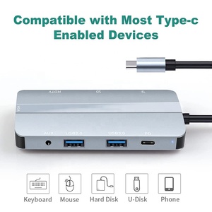 OEM de fábrica 8 en 1 multipuerto concentrador de 3,0 <span class=keywords><strong>USB</strong></span> <span class=keywords><strong>C</strong></span> tipo <span class=keywords><strong>C</strong></span> a 4K HD HDMI <span class=keywords><strong>VGA</strong></span> <span class=keywords><strong>USB</strong></span> adaptador de concentrador de estación de acoplamiento para ordenador portátil - Product Image 5