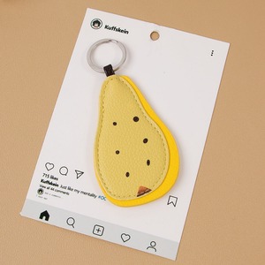 Various Bag Charm Fruits Portable Locator Card Holder Leather Fruit <b>Keychain</b> Key Fob Case - Product Image 4