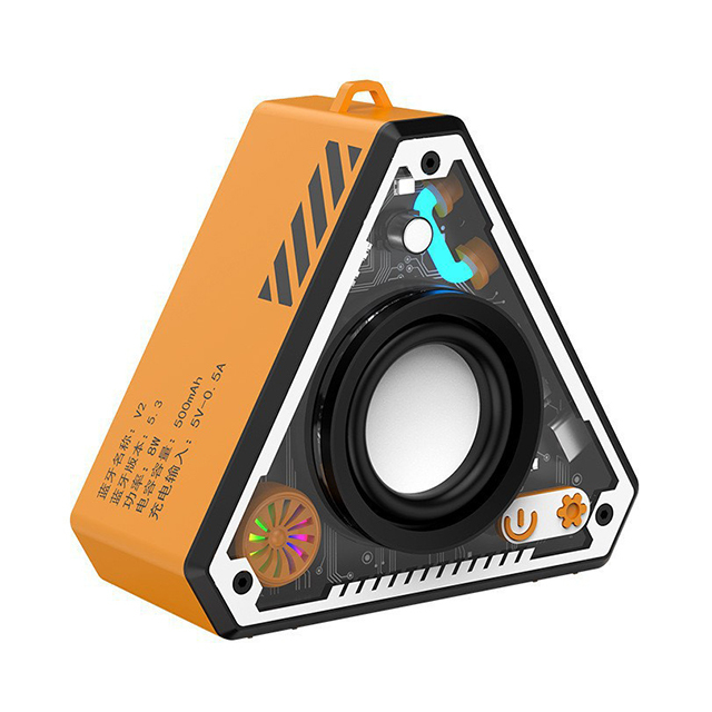 V2 Portable Transparent Mecha for 5.3 Outdoor Stereo Subwoofer with RGB Light 5W 500-1000mAh Battery 10m Range