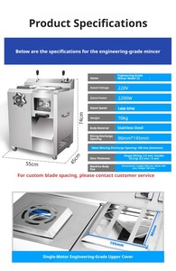 Cortadora de carne de acero inoxidable de alta potencia de 5200w, máquina comercial para cortar carne con cuchillo de carnicero para carnicería y cocina - Product Image 3