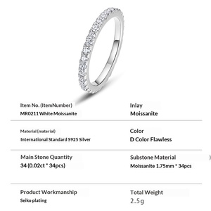 Anillo Geométrico con Incrustaciones de Moissanita en Plata S925 para Mujer, Joyería Brillante de Lujo Ligero con Baño Electrolítico, Suministro Directo de Fábrica - Product Image 3
