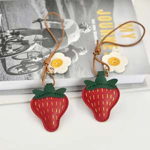 Handmade PU Leather Strawberry <b>Bag</b> <b>Charms</b> Portable Hanging Purse <b>Charm</b> and Handbag Accessory Gift for Her - Product Image 1