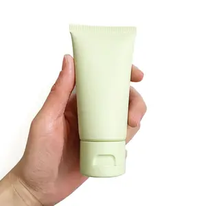 Creme facial verde fosco para limpeza, recipiente macio para espremer tubo de plástico para cosméticos de pe 50ml 100ml