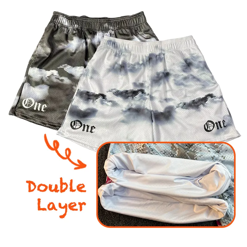 Double Layer Mesh Shorts Custom High Quality Screen Printing OEM Sportswear Basketball Shorts Custom Mesh Shorts