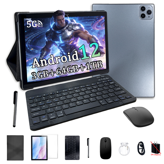 YPORANGE New Android Tablet 10.1 Inch Octa Core MTK Android 12 1280x800 IPS 3GB RAM 64GB ROM WiFi GSM USB-C Business Keyboard