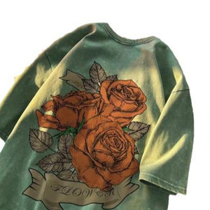 Pittura a olio t-shirt da <span class=keywords><strong>uomo</strong></span> abiti <span class=keywords><strong>Vintage</strong></span> americani pesanti a maniche corte a sette quarti di cotone <span class=keywords><strong>abbigliamento</strong></span> da <span class=keywords><strong>uomo</strong></span> - Product Image 4